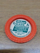 NEVER BEEN USED VINTAGE MILLER GRADE A MILK DAIRY BOTTLE CAP picture