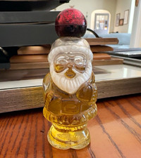 Vintage Avon Jolly Santa Figural Cologne Bottle Red Ornament Cap picture