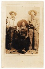 real photo Cowboys Wooly Chaps Pistols Gun antique Studio Photo postcard RPPC picture