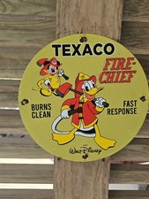  COLLECTIBLE VINTAGE 1967 TEXACO FIRE CHIEF GAS STATION PORCELAIN SIGN  picture