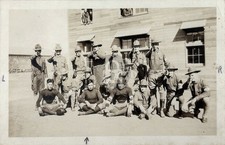 WW1 Camp Funston Fort Riley Soldiers w Pistols Football KS RPPC Postcard COPY picture