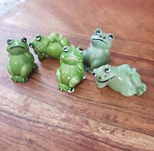 Vintage 5 Hard Plastic Frog Figurines Hong Kong 2