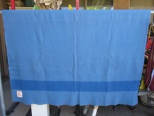 Vtg HUDSON'S BAY POINT Stripe BLANKET, 3 ½ points, Blue Wool, 60x76 inches picture