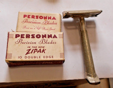 VINTAGE MENS SHAVING EVER-READY RAZOR SET 15 BLADES X 2 PK PERSONA BLADES LOT B picture
