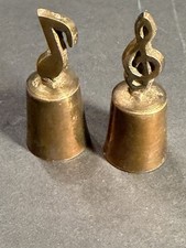VTG Brass Music Note Treble Clef Figurines Paperweight Statue Desk Decor Pair picture