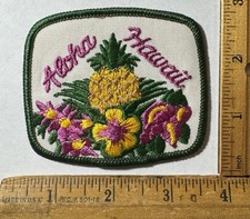 Vintage Aloha Hawaii Pineapple Sunset Iron On Patch State Travel Souvenir picture