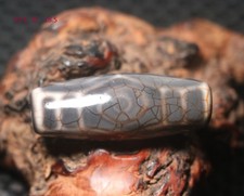 Tibetan Old Agate Aged Patina Weathering 6 Dragon Eyed Big Etched dZi Bead AJKs picture