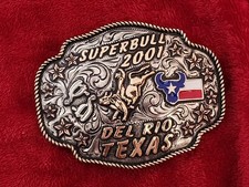 Rodeo Superbull☆2001☆Del Rio Texas☆ X~Treme☆Champion Trophy Buckle☆Rare☆X28 picture