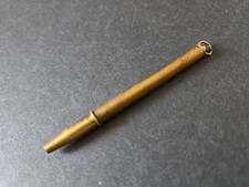 Vtg Mini Brass Mechanical Pencil Pendant Ringtop Chatelaine Pocket Watch Fob 2.5 picture