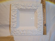 Ceramic Classics White Square Decorative Plate with Raised Fruit Design picture