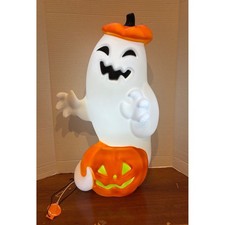 Target Halloween Ghost Blow Mold Light Up Pumpkin Hat Decor 23 Inch 240-43-2967 picture