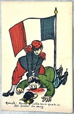 WWI French Anti-German Propaganda Postcard Satirical Kaiser Wilhelm Poilu WW1 picture