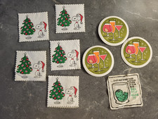 Hallmark Holiday & Cocktail-Themed Paper Coasters Cocktail Napkins Vintage 1970s picture