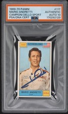Mario Andretti Signed 1969 Panini Campioni Dello Sport #117 PSA/DNA AUTO 10 picture