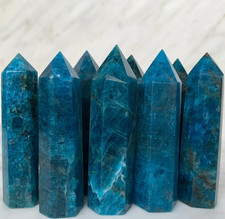 Natural Blue Apatite Crystal Point Tower Obelisk Quartz Wand Home Decor Specimen picture