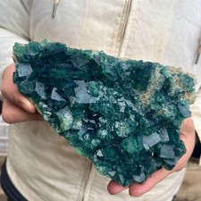 3.5LB Natural cubic green fluorite crystal cluster rough mineral specimen picture