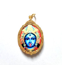 Small Ma Kali Kaali Kalika Pendant Locket Idol Shiva Durga Hindu Goddess Gold 2
