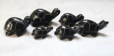 Vintage Handcarved Turtle Family ~ Lot of 6 Black Onyx ~ Turtle Figurine ~ 1-2