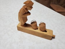 Vintage Hand-Carved Folk Russian Wood Toy - 