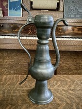 Pewter Pitcher Antique Lidded Flagon Bird Head Spout European 1800’s 19thC picture