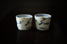 Japanese kintsugi a pair of antique porcelain soba choko cups picture