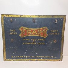 Antique E.T. Fraim Lock Co. No. 2600 Vintage Padlocks Store Display Board Sign picture