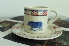 Vintage Hartstone Pottery Salad Dessert Stoneware Plate and Coffee Mugs Tea Cup picture
