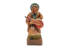 ANRI Vintage Wood Carving Mrs. Gamps Collectible Wood Figurine Cottagecore picture