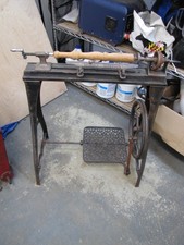 Antique Goodell Improved Treadle Lathe with Accessories picture