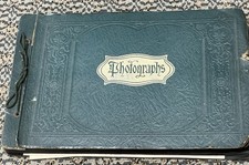 Antique Photo Album 1920s-40s Beach Woods Cars Weddings Skiing Halloween VTG picture