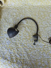 2K-Vintage 1949s Industrial Gooseneck LAMP Cast Iron Desk Table Clamp Office picture