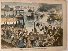 1880s Puck Magazine Cartoon Lithograph Capitalists Grove Monopoly picture