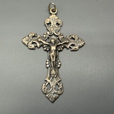 Vintage sterling silver Baroque crucifix stamped AP picture