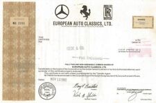 European Auto Classics, Ltd. - 1980's dated Automotive Stock Certificate - Showi picture
