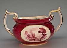 vintage TATMAN Chicago Spode Copeland's china red gold country road  sugar bowl picture