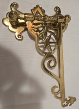 Large Victorian Brass Fireplace Sway Bracket Crane Hook picture
