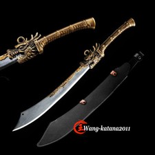 Sharp Chinese Kung Fu Dao Sword Dragon Theme Broadsword Manganese Steel Leather picture