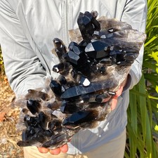5.35LB Natural Black Smoky Quartz Crystal Cluster Raw Mineral Specimen picture