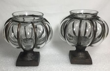 Vintage caged glass, hand blown, votive sconces, wrought iron, 5