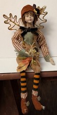 Vtg Winward Fairy Pixie Doll Ceramic Fall Autumn Halloween Red Hair 12