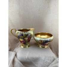 Aynsley Orchard Gold Creamer and Sugar Bowl | Signed D. Jones Rare Vintage Gilt picture