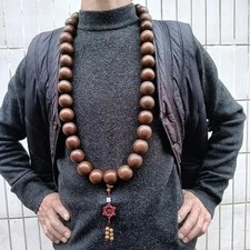 30mm*36 Prayer Beads Natural Sandalwood Shaolin Temple Buddha Blessing Necklace picture