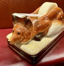 VTG Takahashi Fox Tape Dispencer Hand Painted Made In Japan picture