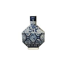 Vintage Chinese White Blue Flower Graphic Octagonal Porcelain Vase ws3848S picture