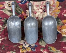 3 Vintage 7” Solid Aluminum #1 Scoops Grain Flour Sugar Scoops Unbranded picture