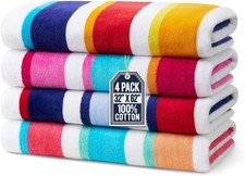 Velour Colored Classic Multi-Color Stripe Beach & Pool Towel - Large Cotton picture