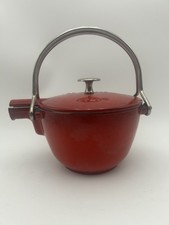 Vintage Staub La Theiere Cast Iron 1.0 qt Round Kettle Red Made Is France picture