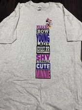 Vintage Disney Store Minnie Mouse Polka Dot Bow Eternally Cute T-Shirt USA XL picture