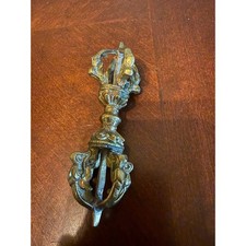 Vintage Tibetan Buddhist Vajra Dorje Ritual Brass Thunderbolt Scepter picture