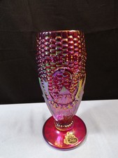 Fenton Red Carnival Glass 1978 HOACGA Good Luck Corn Maize Vase picture